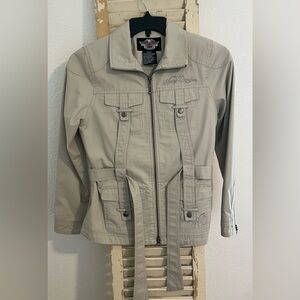 ✨Harley-Davidson Women’s Lightweight Belted‎ Khaki Jacket Tan Coat Size S🏍️